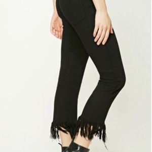 Forever 21 Frayed Fringe Black Jeans